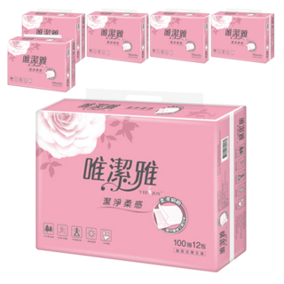 VIRJOY 唯潔雅 抽取式衛生紙 原生紙漿 100張, 12包, 6袋
