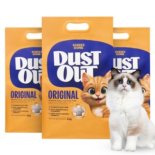 쉬즈곤 먼지아웃 벤토나이트 고양이 모래, 18L, 6kg, 3개, 무향