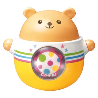 Combi 康貝 小熊造型不倒翁玩具，旋轉齒輪叮噹聲，柔軟橡膠收尾, 1個