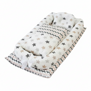 Kori Deer 可莉鹿 便攜式可折疊純棉多功能床中床 附被子, 繽紛星空咖, 床 95 x 50 x 15cm 被子80 x 90cm