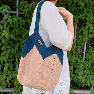 Love Country 雙色祖母方格肩背包 鉤針DIY編織組, 1組, 藍綠色 + 杏色