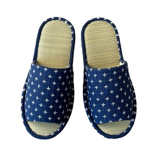 IKEHIKO日本池彥 詩織刺繡藺草拖鞋 日系風格 透氣舒適, 黛藍色, M(~25cm)