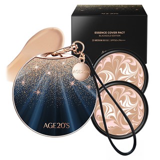 AGE20'S 黑金系列氣墊粉餅盒+替換芯 14g 2入組, 23 Medium Beige, 1組