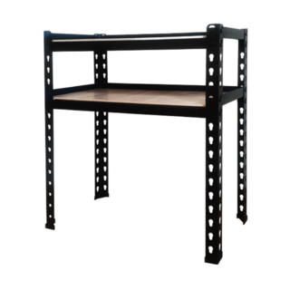 KI WISH 居家生活 角鋼架 單層平均荷重60公斤 雙面木紋, 黑色, 2層