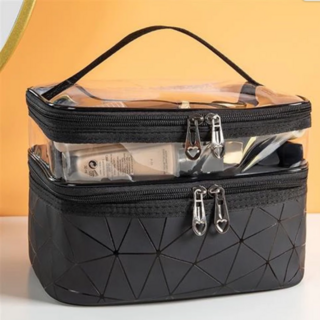 小綠豆居家百貨 最新日韓系設計多功能防水雙層收納包 尼龍材質 多格分層