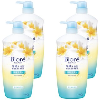 Biore 蜜妮 淨嫩沐浴乳 緬梔花香 彈嫩清爽, 1kg, 4瓶