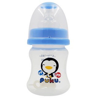 PUKU 藍色企鵝 寬口PP奶瓶, 140ml, 5oz, 不含雙酚A, 水藍色, 2個