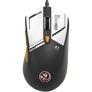 HONG JIN 宏晉 X1 自訂義巨集電競滑鼠，RGB炫彩燈光，自定義按鍵，人體工學設計, 黑色