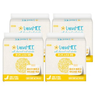 루나미 소프트 국내산 생리대 대형 날개형, 16개입, 4개