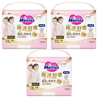 Merries 妙而舒 台灣公司貨 極透舒膚 妙兒褲 15~28kg, XXL, 72片