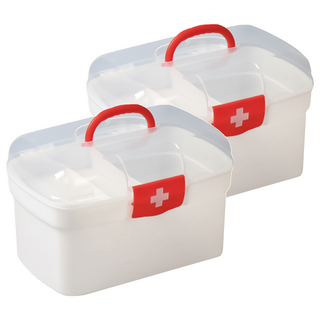 小麥購物 手提醫藥箱 C614 中號 (21.7 x 13.5 x 14.5cm) - 雙層分格 方便攜帶, 2個