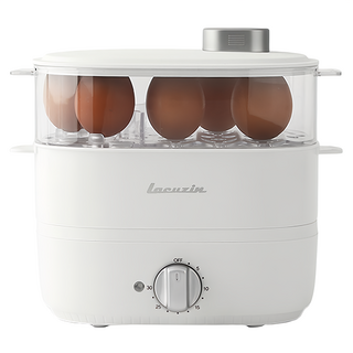 Lacuzin 雙層多功能隨行電蒸鍋 - 珍珠白 30分鐘定時器 360度蒸汽循環, LCZ060WT, 1個