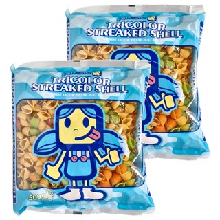 QQ pasta 三色稜紋貝殼麵 杜蘭小麥粉製成, 500g, 2包