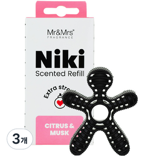 Mr&Mrs FRAGRANCE Niki 車用芳香劑補充蕊, 柑橘麝香, 3個