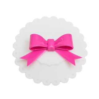 Beatrice 碧翠絲 矽膠防塵杯蓋 密封性良好 防塵防漏 耐冷耐熱 PVC禮盒裝, 白底 + 蝴蝶結 粉色, 1個