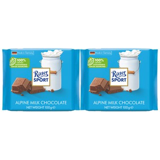 Ritter Sport 阿爾卑斯牛奶巧克力, 100g, 2個