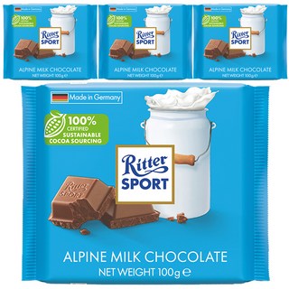 Ritter Sport Alpine牛奶巧克力, 100g, 4包