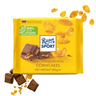 Ritter Sport 玉米片牛奶巧克力, 100g, 1包