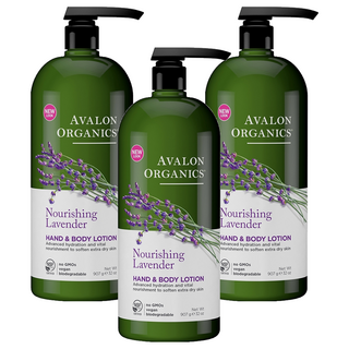 AVALON ORGANICS 薰衣草精油滋潤乳液 潤澤肌膚, 907g, 3瓶