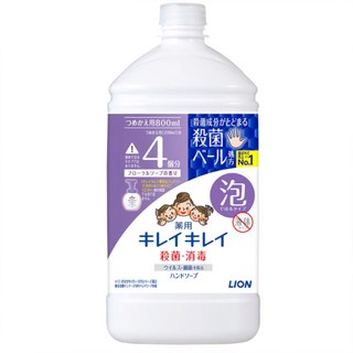 LION 獅王 趣淨 日本原裝進口 泡沫洗手慕斯補充瓶 花香, 800ml, 1件