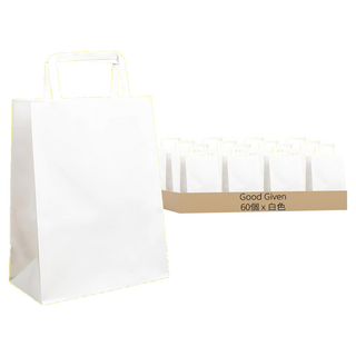 Good given 扁平手提紙袋, 白色, 60個