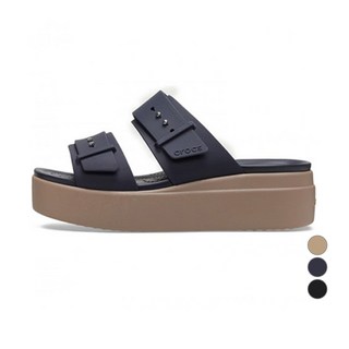 crocs 卡駱馳 女用 Brooklyn 低坡跟涼鞋 CR 207431, 265, 深海軍藍