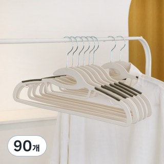 화이트래빗 디자인 논슬립 옷걸이 스마트, 스마트 화이트 + 그레이(어깨패드), 90개