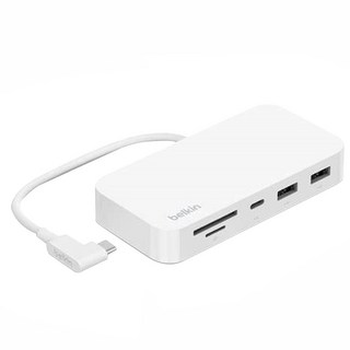 Belkin CONNECT USB-C 6合1多媒體集線器 附支架, 白色, 1個