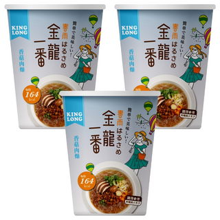 金龍一番 香菇肉燥風味 冬粉 低卡 164Kcal/杯 附精美小叉子, 3入