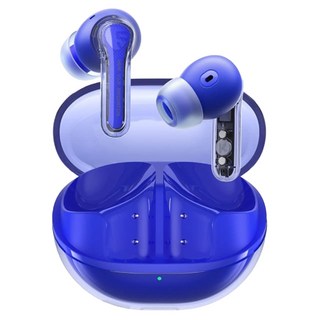 SOUNDPEATS Clear 藍牙耳機 - 單次使用7小時 耳機+充電艙40小時, 透藍色
