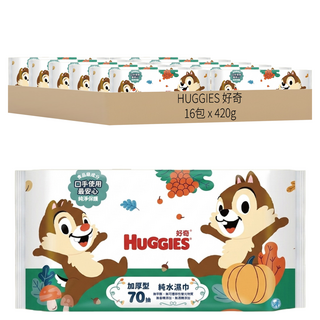 HUGGIES 好奇 奇奇蒂蒂加厚型純水嬰兒濕巾, 70張, 16包