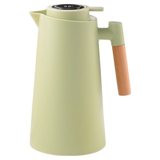 理享家 真空玻璃內膽 溫度顯示保溫壺 大容量保溫瓶 熱水壺, 薄荷綠, 1L, 1個