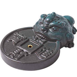 招財開運窯變小金蟾香插香薰爐 10 x 5.5cm 陶瓷香爐, 1個