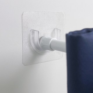 하이어데코 압축봉 U자 홀더 커튼봉 강력 고정 브라켓 7 x 7 cm, 투명, 4개