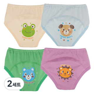 agazzang 卡通如廁訓練褲4件組, B(黃色, 天藍色, 綠色, 紫色), 2套