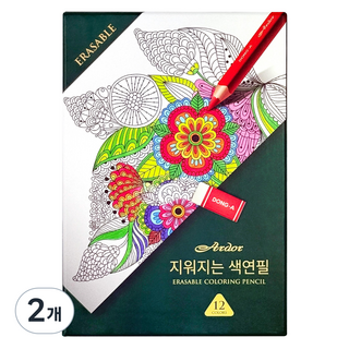 DONG-A 大型三角 Ador 可擦拭色鉛筆, 2個, 12色