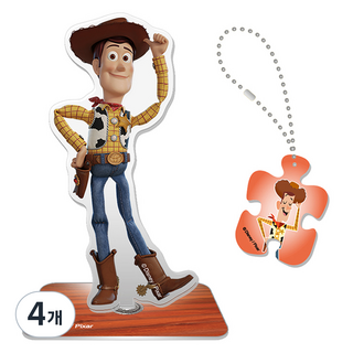 PUZZLE LIFE 迪士尼 玩具總動員 胡迪 壓克力立牌與拼圖鑰匙圈 DAS306, 4個