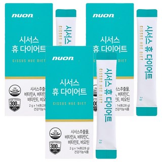 NUON 시서스 휴 다이어트 보조제 14p, 28g, 3개