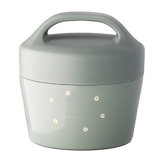 Sabu HIROMORI PIANTA 復古文青小花可提式不鏽鋼雙層保冷保溫便當盒 550ml, 1個, 綠色