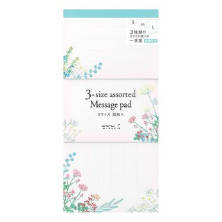 Midori 3尺寸花卉一筆箋，清新花卉圖案，多種尺寸選擇，方便記錄生活點滴, 1本, 花卉, 30張