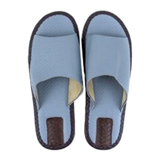 真皮頭層牛皮編織紋防滑室內拖鞋, 26, 藍色, 1雙