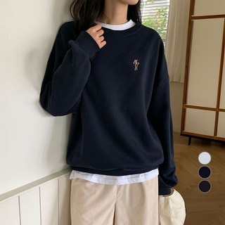 afinar AF RIBBON 刺繡圖案刷毛大學T