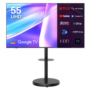 이노스 4K UHD LED 구글 TV 55인치 제로베젤 스마트 티비 + 대형 삼탠바이미 티비 스탠드 삼텐바이미 TV 거치대 FS-30 블랙 세트, 139.7cm(55인치), S5501KU, 거치대형, 방문설치