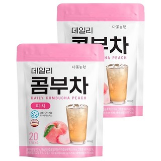Danongwon 乳酸菌康普茶 水蜜桃口味 20包 每杯僅16卡路里 獨立包裝 方便攜帶 德國紅茶菌萃取 無酒精, 5g, 2袋
