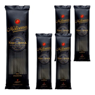 Molisana 茉莉 墨魚麵 高山冷泉純淨認證 仿古銅模Bronze Die製作 麵體表面粗糙 更能吸附醬汁, 500g, 5包