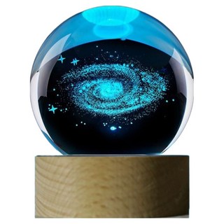 ALL SPLENDID 銀河系 水晶球 6cm + USB七彩實木燈座 7 x 2cm