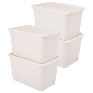 KAZT 馬卡龍系列 收納箱 72L, 象牙白色, 4個