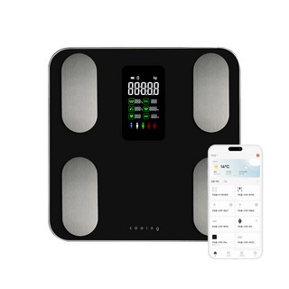 쿠잉전자 가정용 스마트 체성분 체지방 체중계, 블랙, 1개, SBF-B18BK