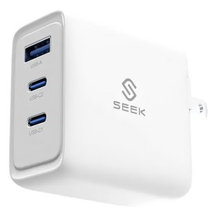 SEEK 65W GaN電源供應器 CU-P651 快速充電器 折疊式插頭, 白色, 1個