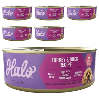 Halo 嘿囉 成犬無穀主食罐, 無穀火雞肉燉鴨肉, 155g, 6罐